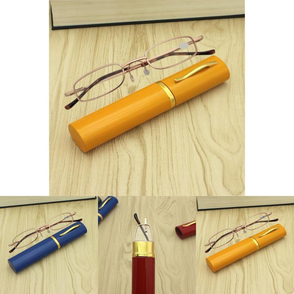 Classic Reading Glasses With Aluminum Tube Eyewear Case Snap Closure For Pocket Use