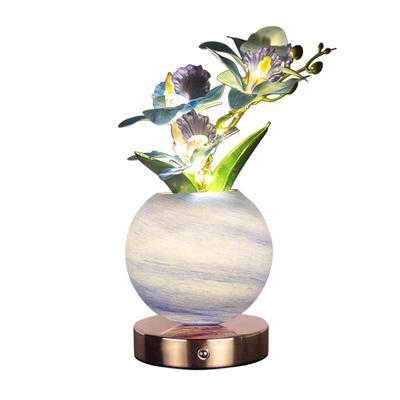 Lámpara de Flor Artificial Regulable con Jarrón con Carga USB Luces Decorativas LED de Escritorio para Paisaje Regalos para el Día de la Madre para Mujeres