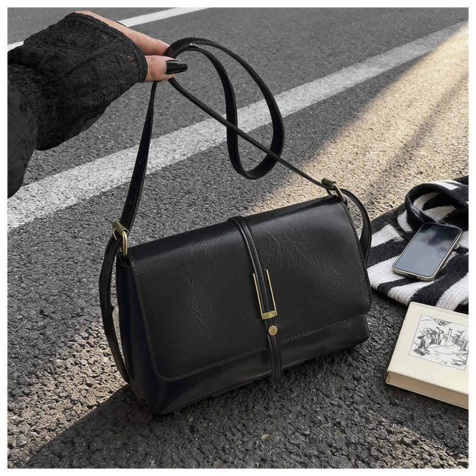 Retro Style Faux Leather Square Shoulder Bag Large Capacity Crossbody Purse for Women KTB