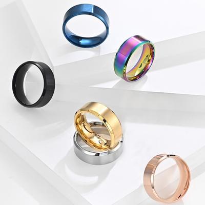 Gender Free Matte Brushed Minimalist Titanium Steel Ring Vacuum Electroplated with Lettering for Both Men and Women's Bracelets