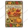 Welcome Poster Metal Plate Vintage Pumpkin Sunflower Bird Metal Tin Signs Wall Decor Garden Door Cafe Party