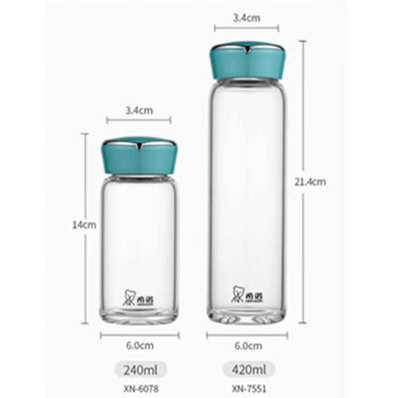 Heenoor Portable Tempered Glass Water Bottle