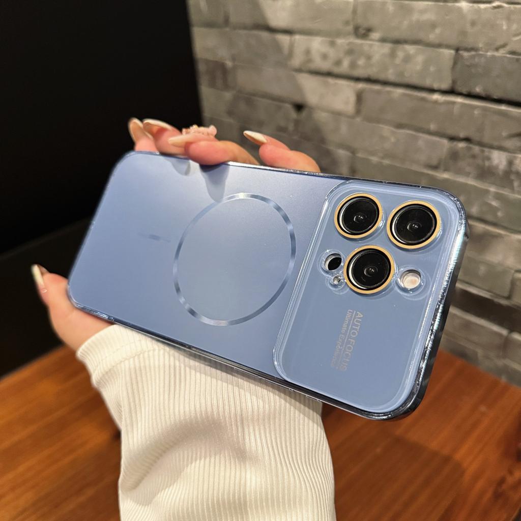Official  Magnetic Phone Case For iPhone 17 16 15 14 Pro Max For Magsafe Wireless Charge Big Window Glass Protect Cover