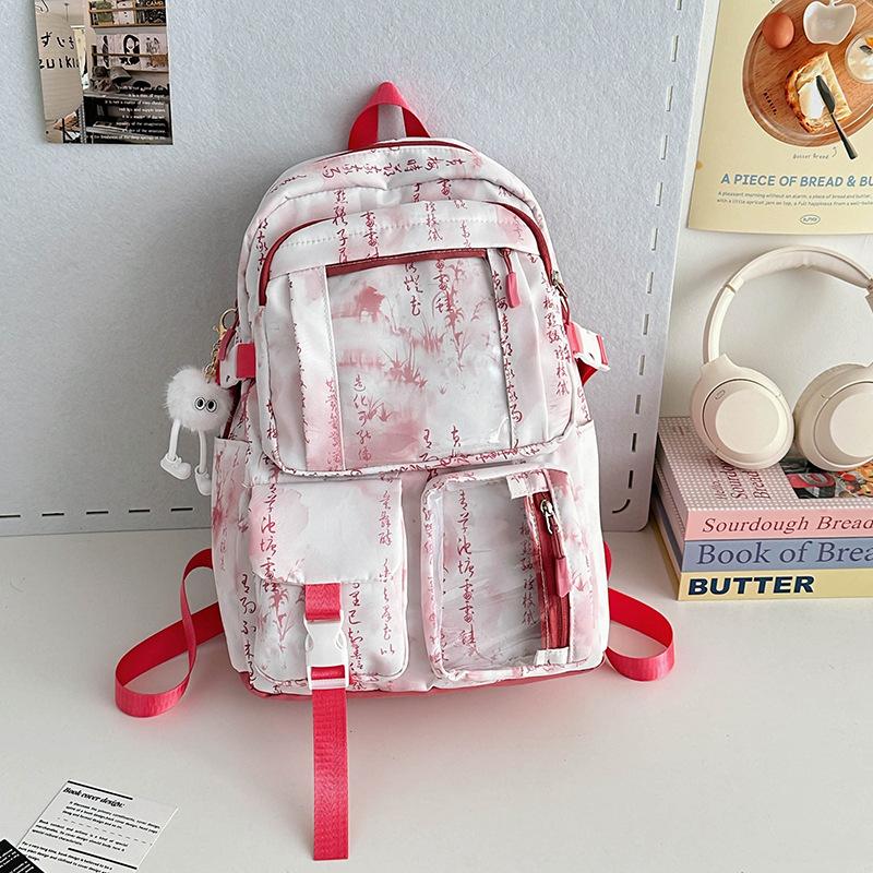 Junior High School Student Anti-theft Student Schoolbag Transparent Multi-pocket Large-capacity Waterproof and Wear-resistant Niche Light Luxury Ba