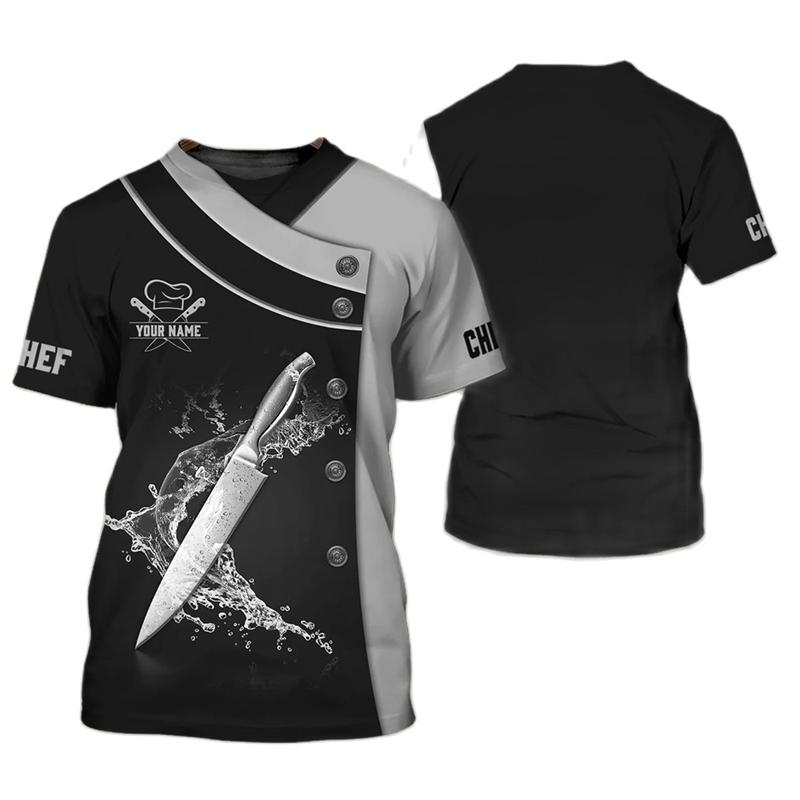 Modische Koch Grafik T-Shirts für Herren Sommer Lässig Kurzarm Benutzerdefinierter Name 3D Gedruckte T-Shirts Locker Atmungsaktive Pullover T-Shirts
