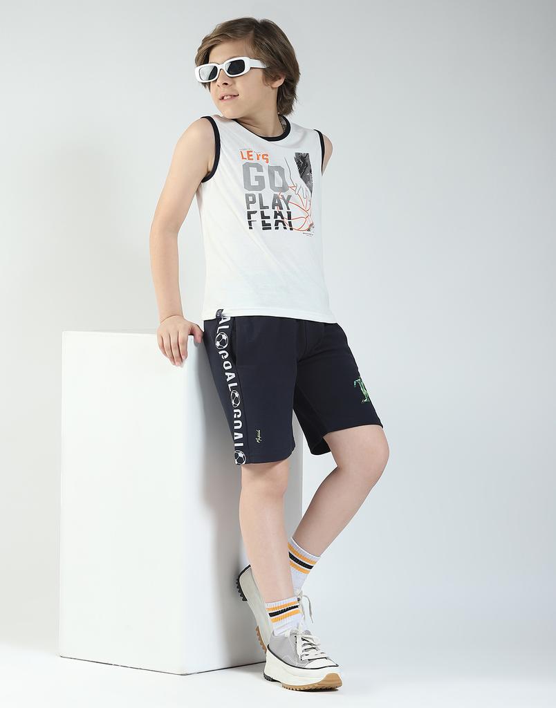 MONTE CARLO מכנסי ברמודה מודפסים לבנים, גזרה רגילה