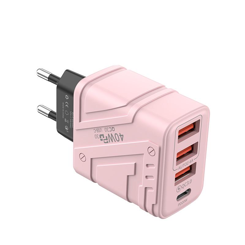 QGeeM 40W 3USB + Type C Phone Charger PD Quick Charging USB Type C Charger Adapter For Iphone Huawei Xiaomi