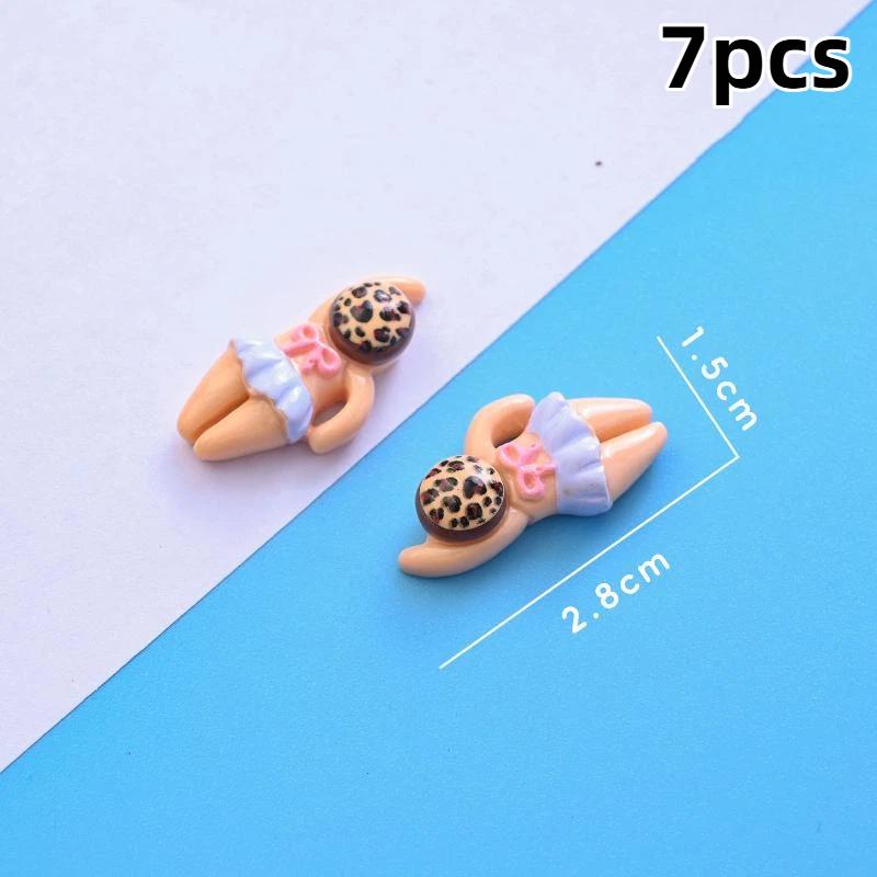 7/14pcs Cute Bikini Girl Mini Resin Figurines Swimming Figure DIY Crafts Phone Case Decoration Scrapbooking Desktop Decor