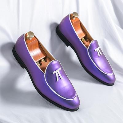 Formální Boty Móda Fialové Pánské Společenské Boty Trendy Nazouvací Elegantní Večerní Boty Muž Lehké Kožené Mokasíny Boty Pro Muže
