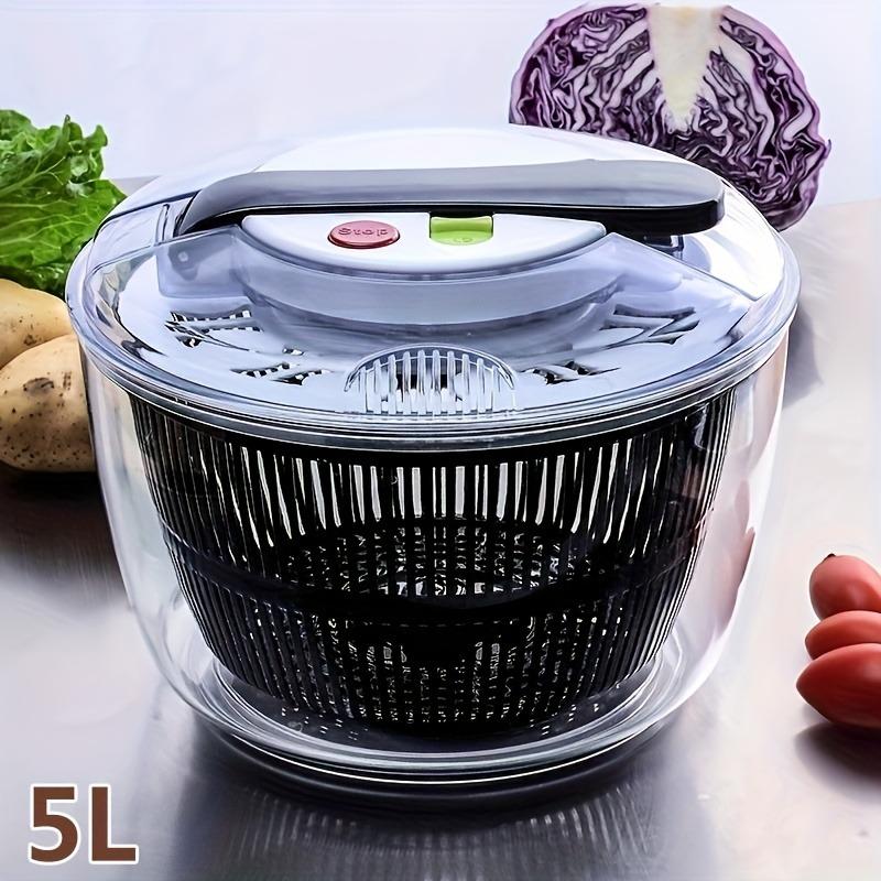 

5L Large Capacity Kitchen Salad Spinner Easy One-Handed Press Lid Effortless Vegetable and Fruit Dehydration Lettuce Spinner