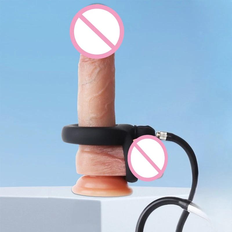 Anello per Pene Gonfiabile Ritardo Eiaculazione Anello per Pene Miglioramento Erezione Silicone Liquido Allenamento al Flirt Masturbatore Maschile Giocattoli Sessuali