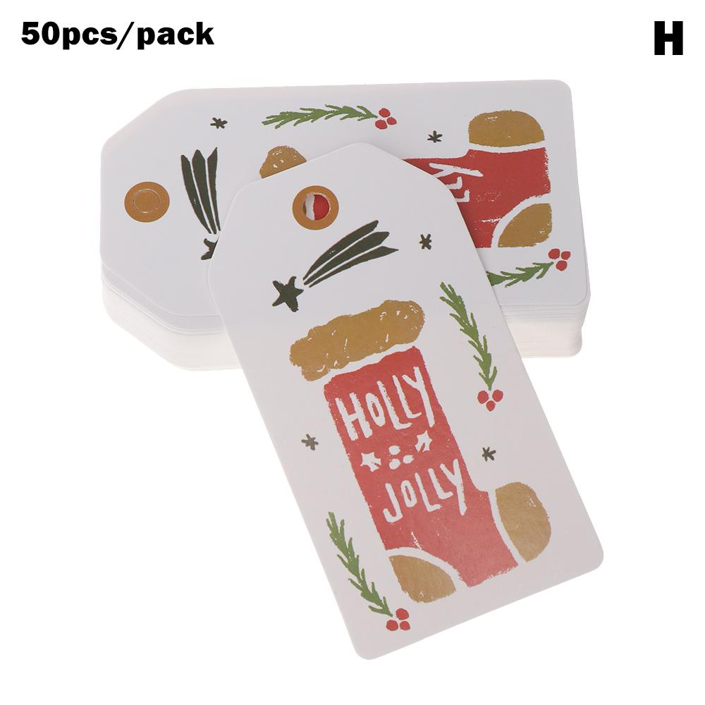 50PCS Merry Christmas DIY Kraft Tags Labels Gift Wrapping Paper Hang Tags Santa Claus Paper Cards Xmas Party Supplies