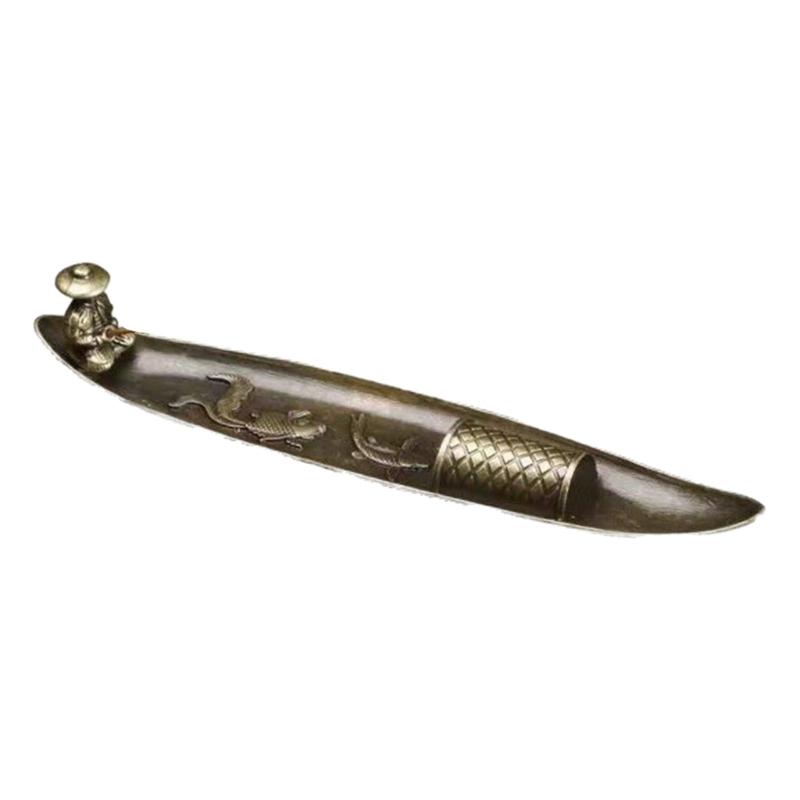 Incenses Stick Holder with Fishing Design Antique Alloy Incenses Burners Censers For Meditations And Home Decorative Use