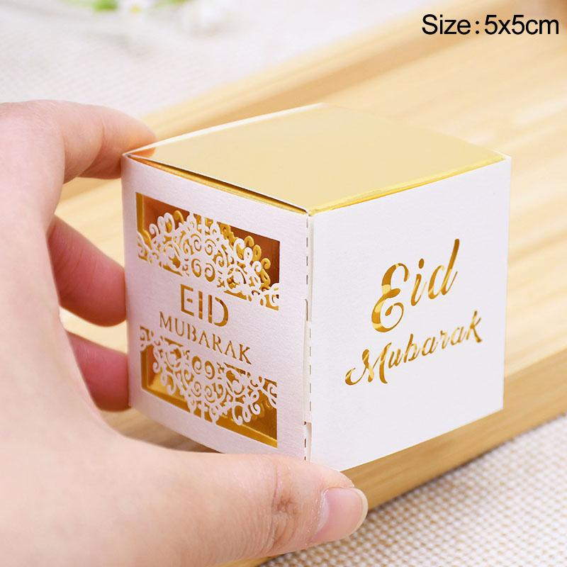 5/10pcs Eid Mubarak Chocolate Candy Box Ramadan Kareem Favor Gift Box Islamic Muslim Festival Happy Al-Fitr Eid Party Supplies