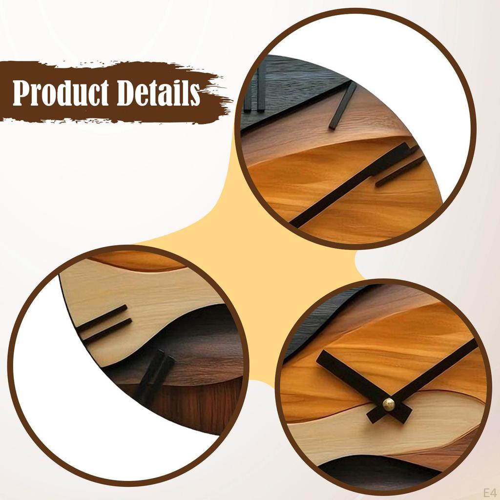 Holz Wanduhr Dekorativ Leise Ornament Geräuschlos für Zimmer Innen Einzugsgeschenk Zuhause
