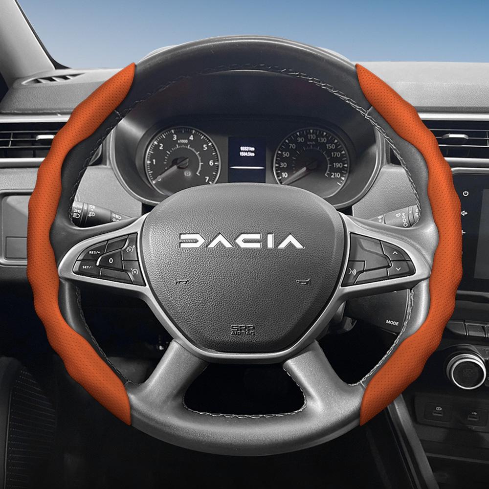 Pasuje do pokrowca na kierownicę Dacia, Sportowy design w kształcie fali, Oddychająca skóra, Segmentowy antypoślizgowy pochłaniający pot pokrowiec ochronny dla San