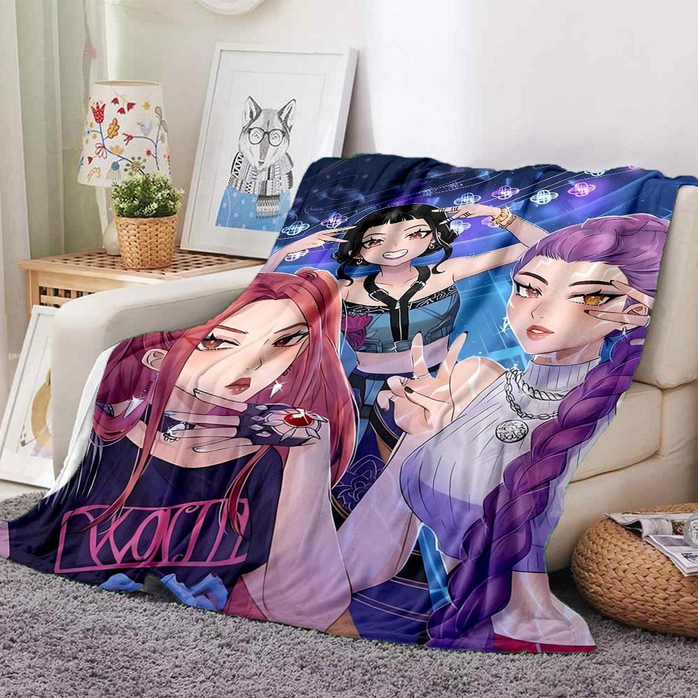 1pc KPop Demon Hunters Cozy Print Blanket Lightweight Warm Flannel Throw Blanket For Sofa, Bed, Living Room