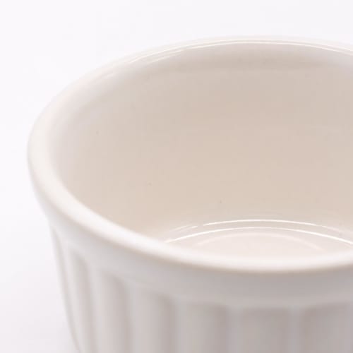 Banko Ware Oven-Safe Souffl? Cocotte (Small) Plates, Set of 2, White Vertical Stripes, Approx. 9cm Diameter, Microwave Safe, 06578-2