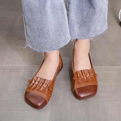 Große Größe flache Schuhe mit eckiger Kappe und flacher Sohle Damen Frühling 2025 neue Retro-Mode Freizeitschuhe Damen
