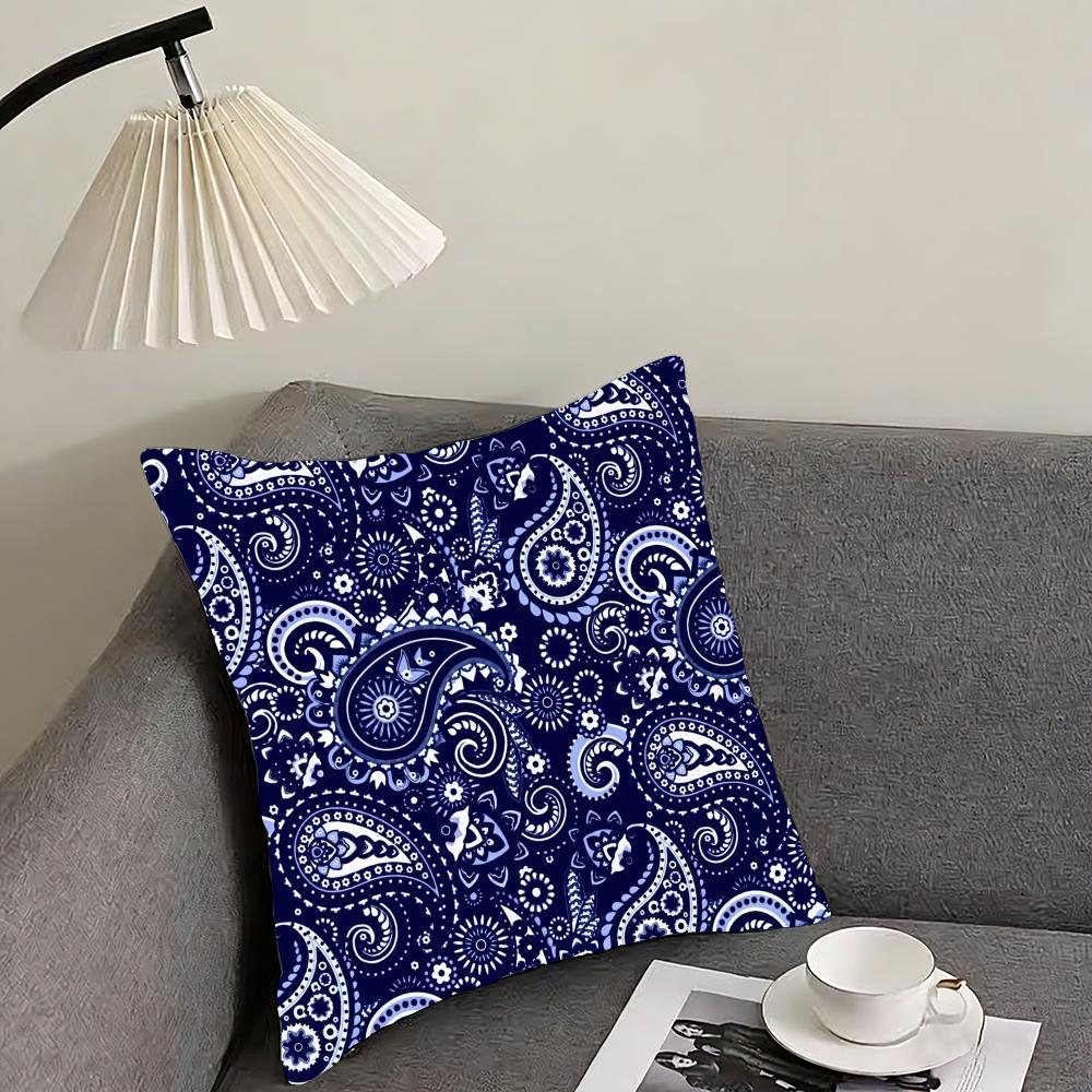 Painted Design PPaisleyS ART Cushion Cover Pillowcase Ultra Soft Skin Friendly Fabric Cloud Like Comfort Concealed Zipper