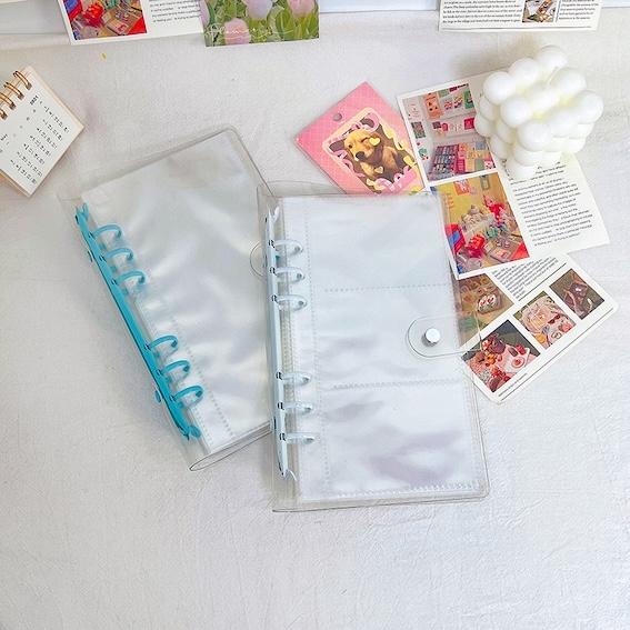 Transparent Clip Loose-leaf Folder A6 Budget Binder 6 Ring Binder with pp Photo Sleeves