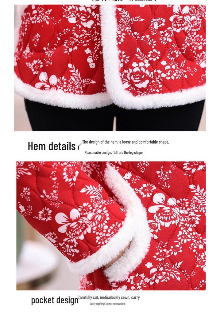 Retro Ethnic Floral Cotton Jacket: Warm Winter Wear for Women