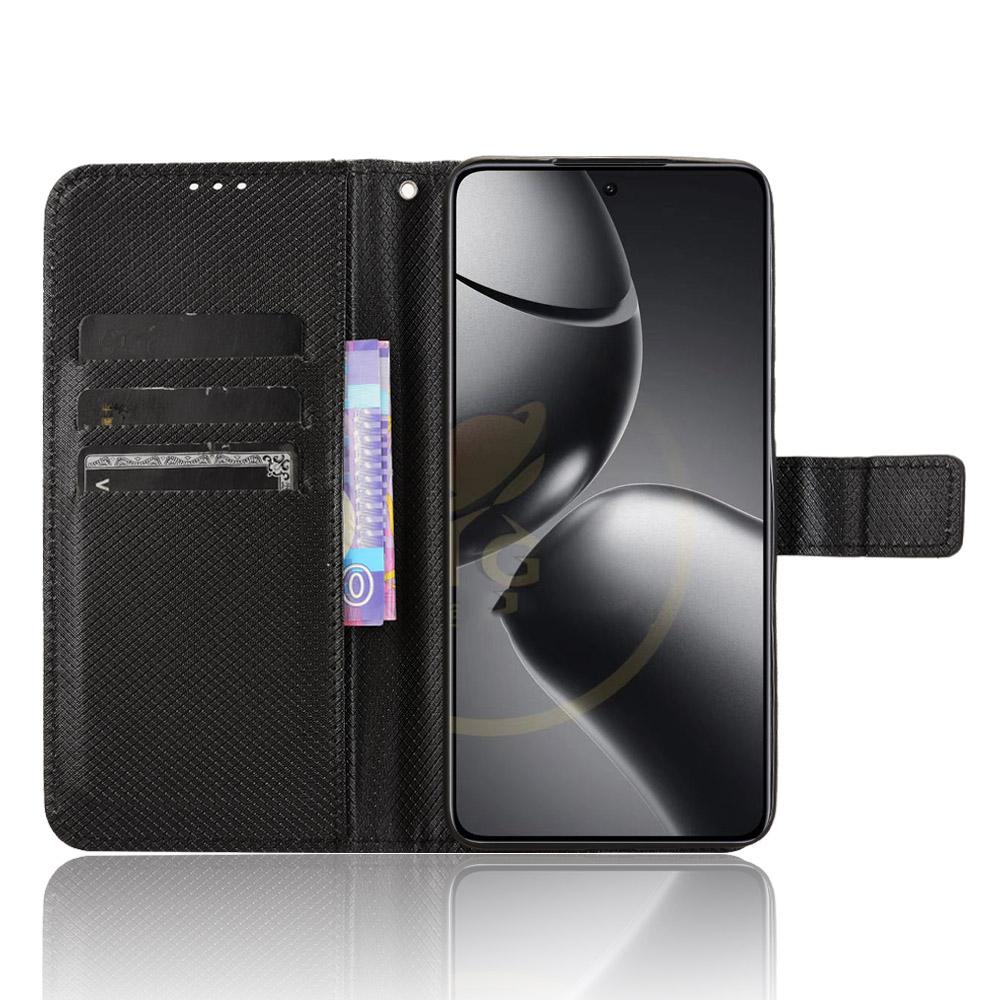 For Xiaomi 14T Case PU Leather Diamond Texture Wallet Phone Cover
