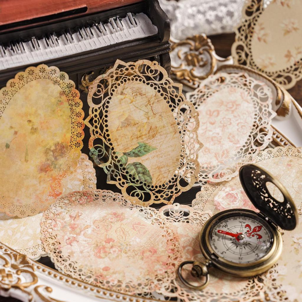 Retro Floral Bloom Lace: Watercolor Journal Collage Paper