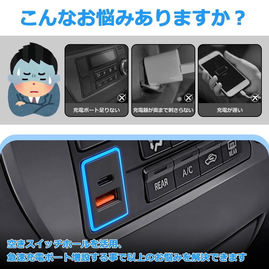 Jiooy Toyota USB Port for Alphard USB Expansion Dual Power Supply for Hiace Daihatsu Vellfire Power Fast Car Power Simultaneous LED Easy Installation