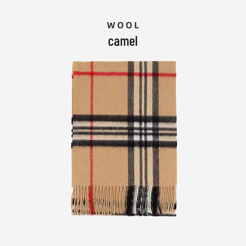 100% Wool Plaid Scarf for Women - Luxury Gift Shawl, Pure Wool Neck Scarf