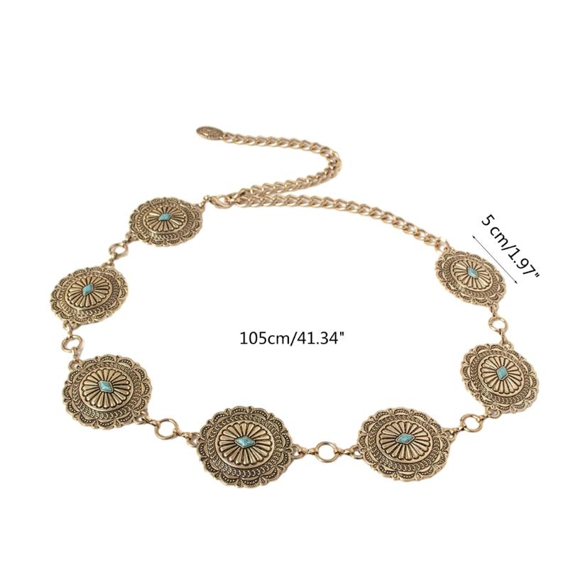 Elegant Ladies Ethnic Style Waist Belt Delicate Relief Flower Buckle Belt Summer Dress Women Summer Seaside Waist Belt