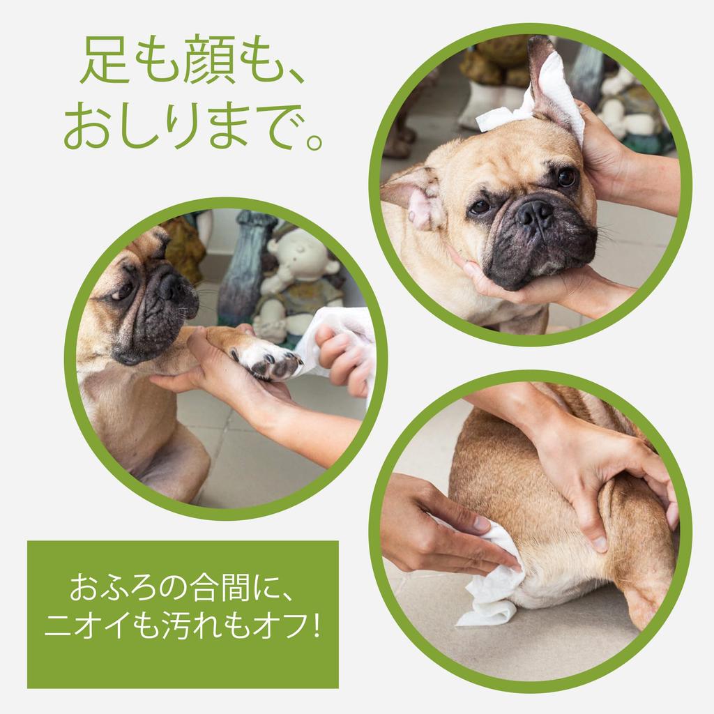 POGI Dog Wet Green Tea Bamboo Gentle on Travel 120 Sheets Sheets x 6 Wipes, Scent, Derived, Skin, Pack, (20 Packs)