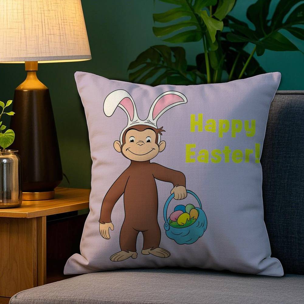 Curious G-George Cartoon Pillow Case Sofa Living Room Bedroom Double-sided Printing Square Cushion Nap Time Pillow Case