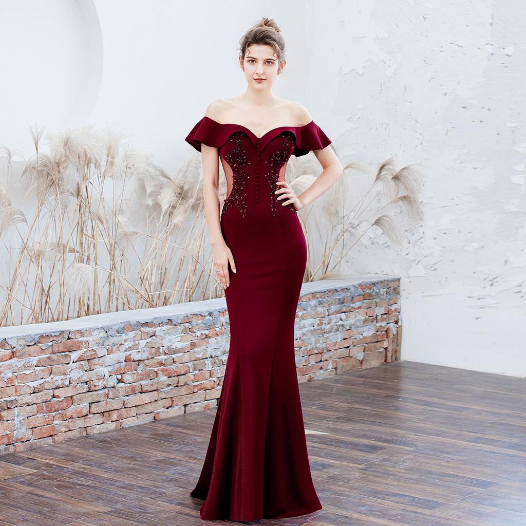 Braut Langer schlanker Fischschwanzrock Hochzeit Abendkleid Mädchen Abendkleider