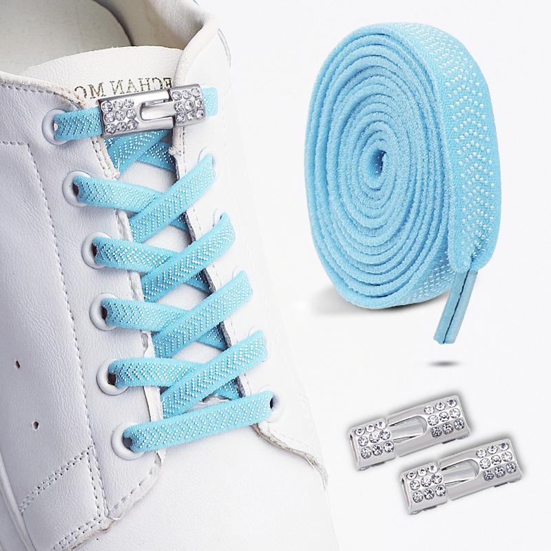 No Tie Elastic Shoelaces Sneakers Laces with Diamond Cross Locks for Kids Adults Rubber Bands Shoe Laces 1 Pair/2 Pair