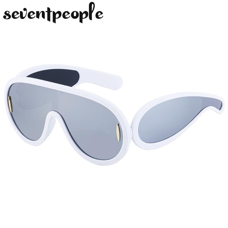 Luxury Brand Wave Mask Sunglasses Women New Fashion One-Piece Sun Glasses For Men Oversized Oval Sunglass Trending Products