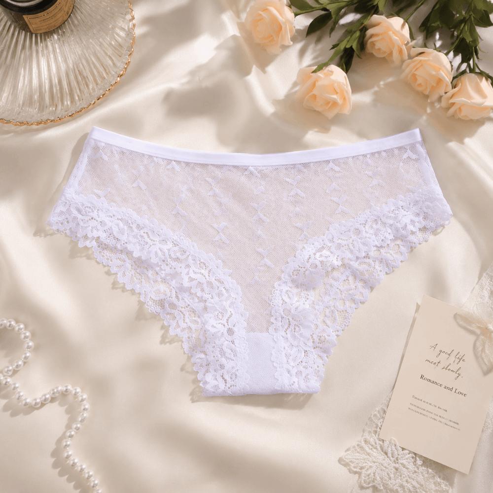 Transparent Lace Trim Briefs Seamless Perspective Underwear Lingerie Sheer Mesh Underwear  Gifts
