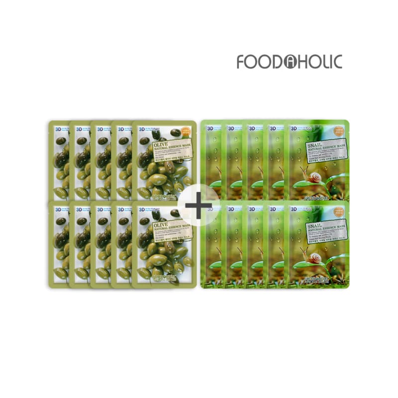 

(20 листов/Олива + Улитка) Маска для лица 3D Natural Essence