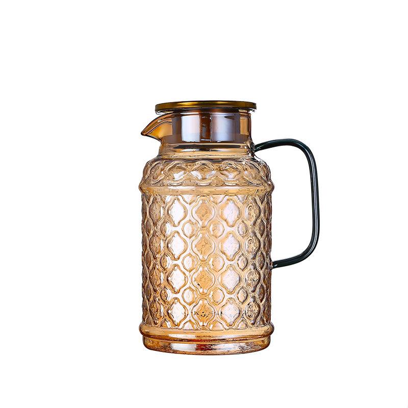Glass High Temperature Resistant Large Capacity Cold Water Kettle Household Summer Refrigerator Water Storage Bottle Juice Cup Cool White Teapot Set