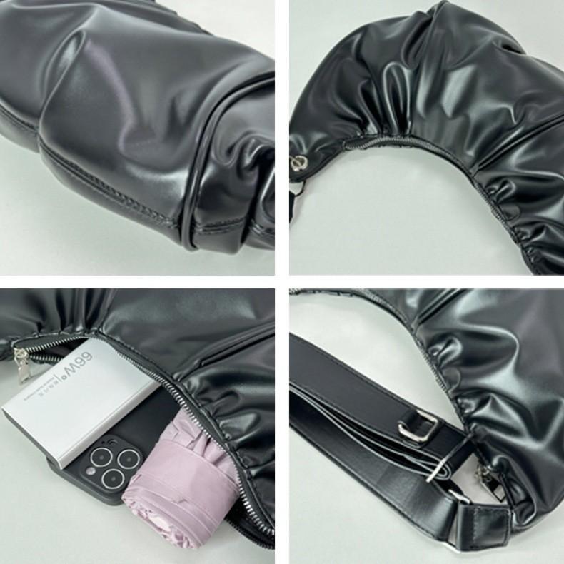 Ielgy Style Korean Version Pleated Pod Bag Female Large Capacity Croissant Shoulder Messenger Bag