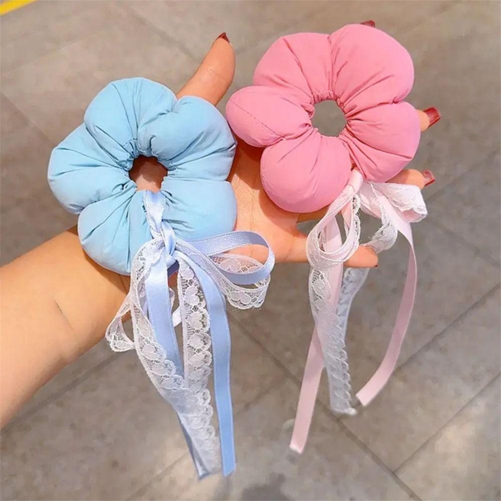 Ribbon Large Hair Scrunchies Exaggerated Braid Hair Ring Trendy Children's Flower Scrunchies  Girl