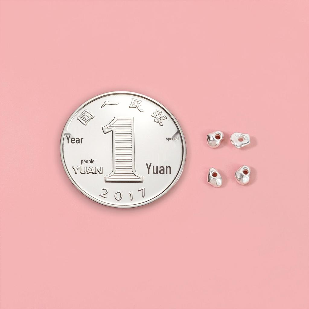 S925 Sterling Silver Hammered Irregular Spacer Beads for DIY Jewelry Making