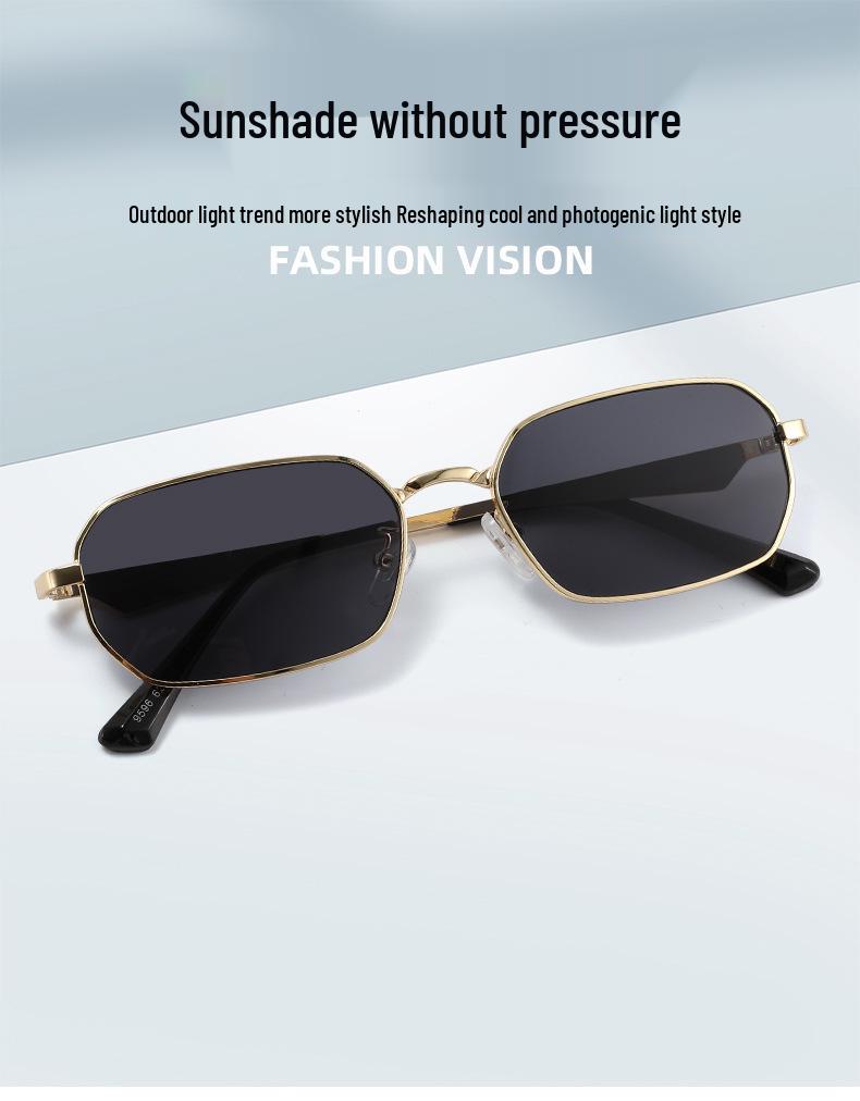 Women's Retro Square Metal Sunglasses, UV400 Sun Protection, Versatile Fashion Style