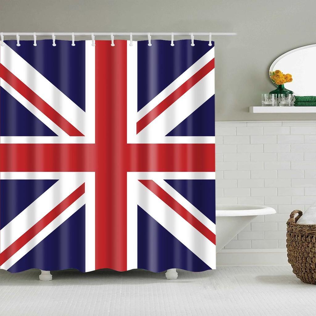 Vintage Style American Flag British Flag Shower Curtains Bathroom Curtain Frabic Waterproof Polyester Bath Curtains with Hooks