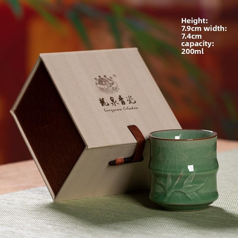 Longquan Celadon Tea Cup Set Chinese Ceramic Cups for Home Guest Personal Use with Logo Wholesale