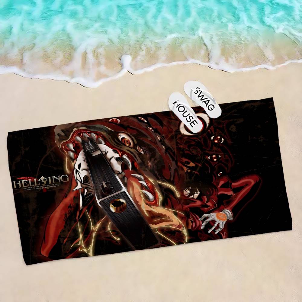 H-HellsingS Anime Microfiber Beach Towel Absorbent Quick dry Soft Yoga Swimming Resort Mountain Climbing Towel