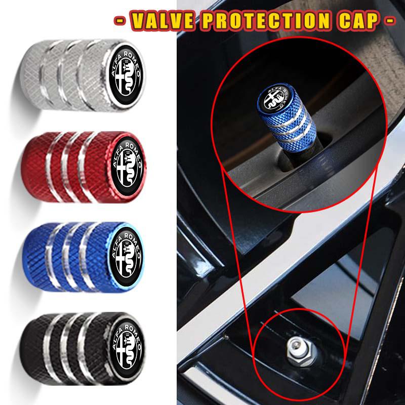 4pcs Car Tire Stem Valve Caps Dustproof Caps Cover Accessories For Alfa Romeo Giulietta GT 159 147 156 Mito Brera Giulia Spider wzvc44