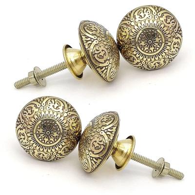 Handmade Gold Finished Classic Brass Door Knobs for Cabinets, Drawers, Wardrobes and Kitchen Cupboards - Set of 4 (38mm)