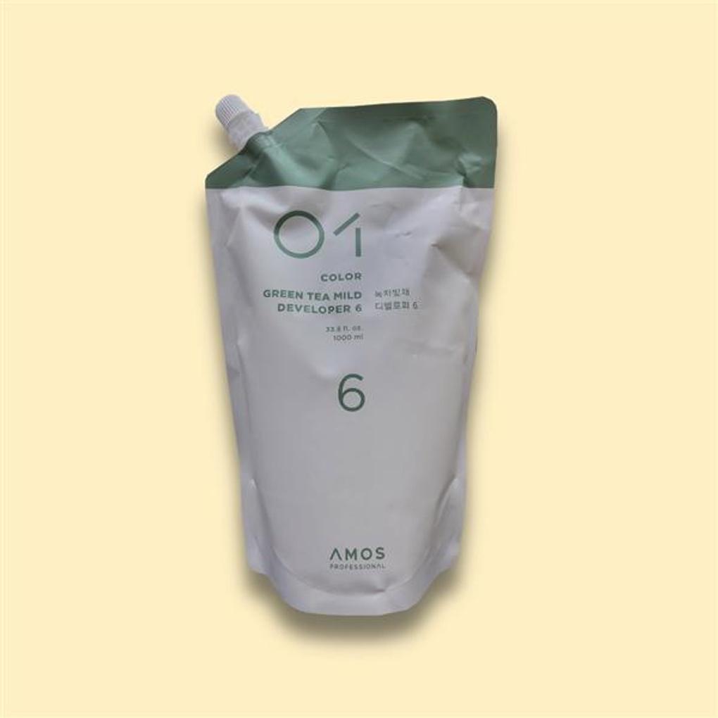Amos Green Tea Basic Cover Dye 8.3 Gold Light Brown 5ea + Developer (Oxidizer Bleaching Agent) + 80 Container + Random 1ea