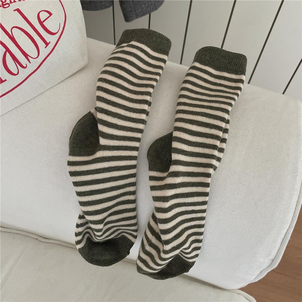 Damen Herbst und Winter Gestreift Vielseitige Schulwindjacke Frotteesocken